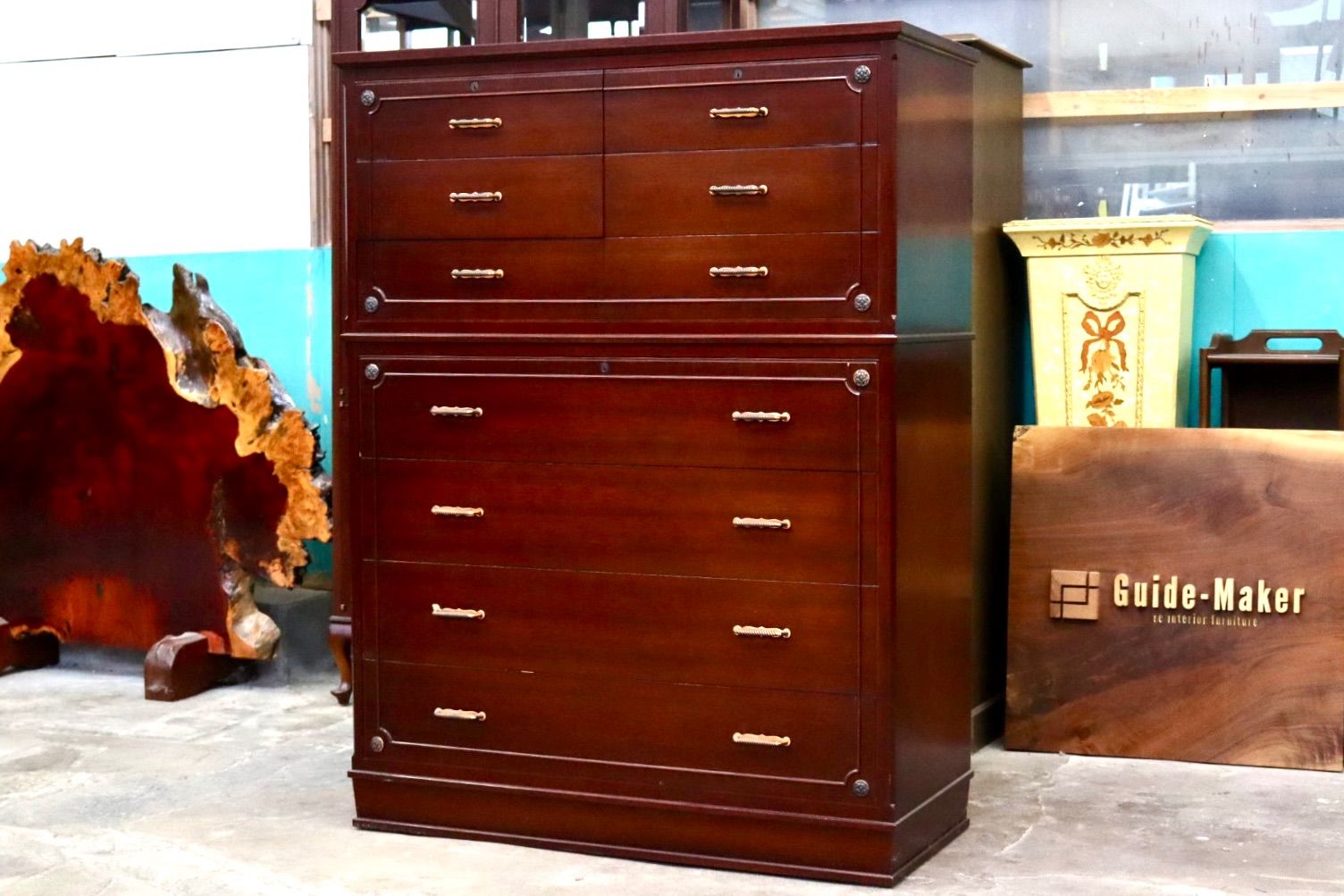 GMHH509D○メープル不二屋 神戸洋家具 クラシック 7段チェスト チェスト 収納家具 引き出し ヨーロピアン ヴィンテージ 稀少