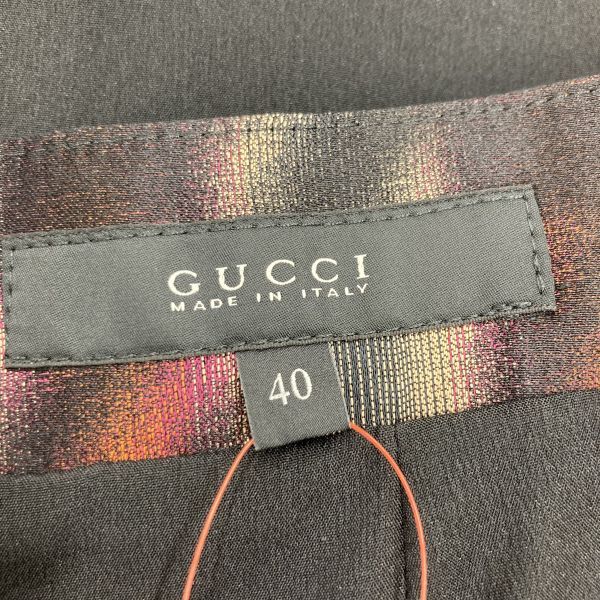 ○◇ グッチ GUCCI タイトスカート ミモレ丈 千鳥格子 総柄 絣調 背面