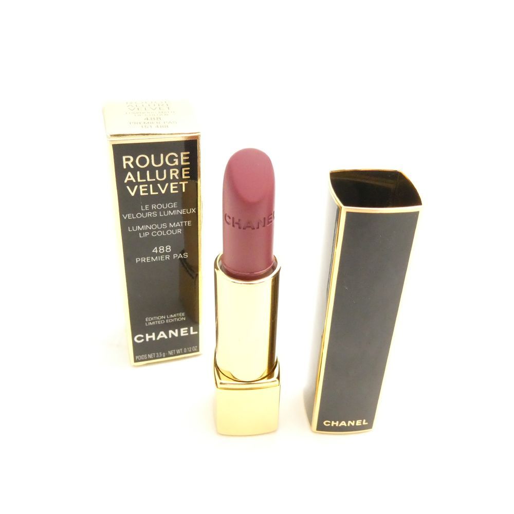 美品 CHANEL シャネル ルージュ アリュール ヴェルヴェット ランデヴー リップスティック 3.5g 488 プルミエ パ 口紅 残量多 BU7019P