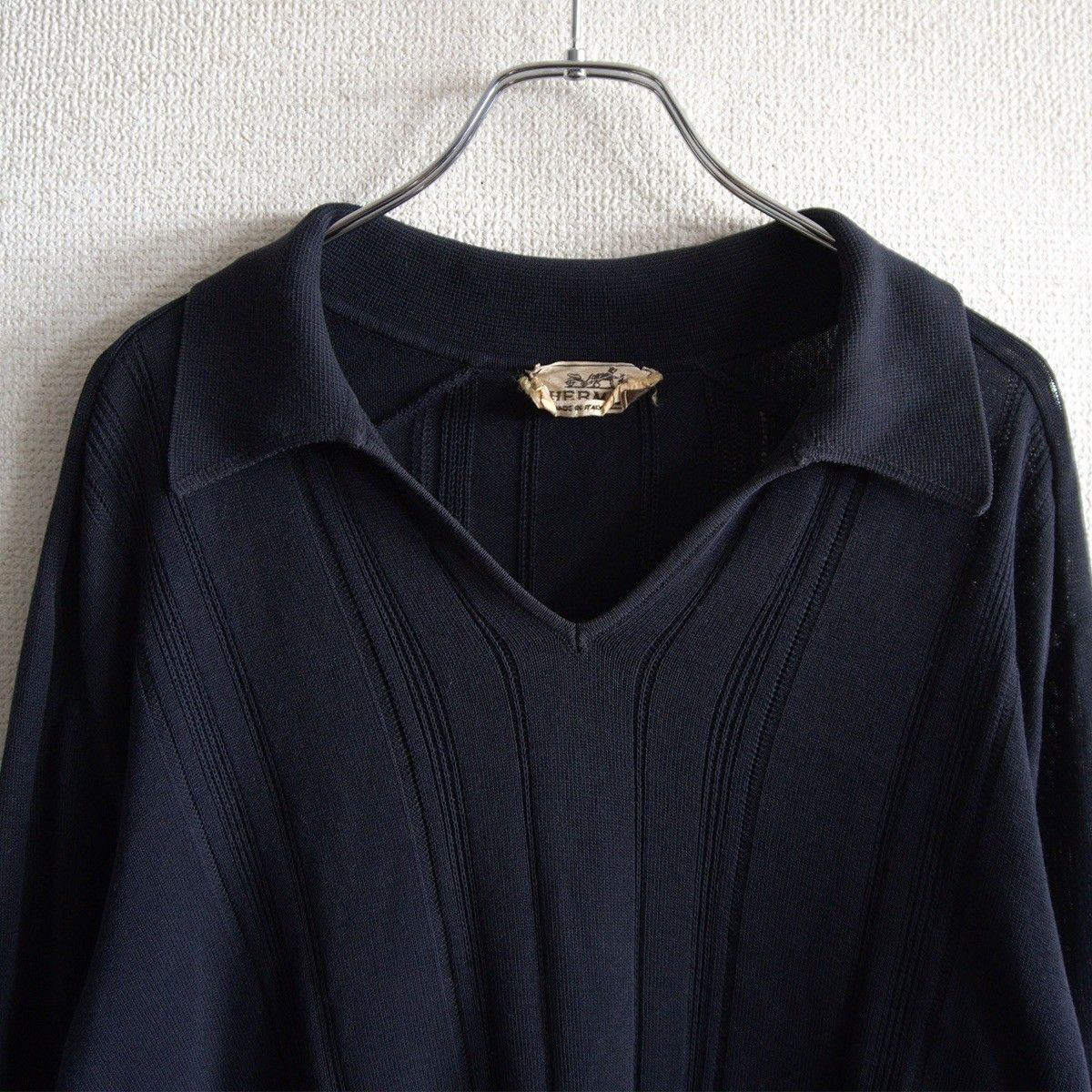 高級品】 HERMES 【オープンカラー コットン ポロシャツ】XS エルメス 