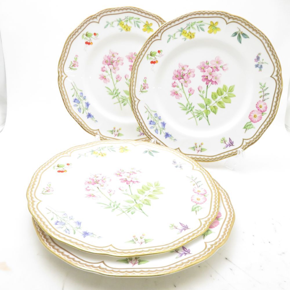  WORCESTER ロイヤルウースター サンドリンガム 大皿 4枚 27cmプレートセット ディナー 金彩 花 英国 SU14175B2 ROYAL WORCESTER ロイヤルウースター サンドリンガム 大皿 4枚 27cm
