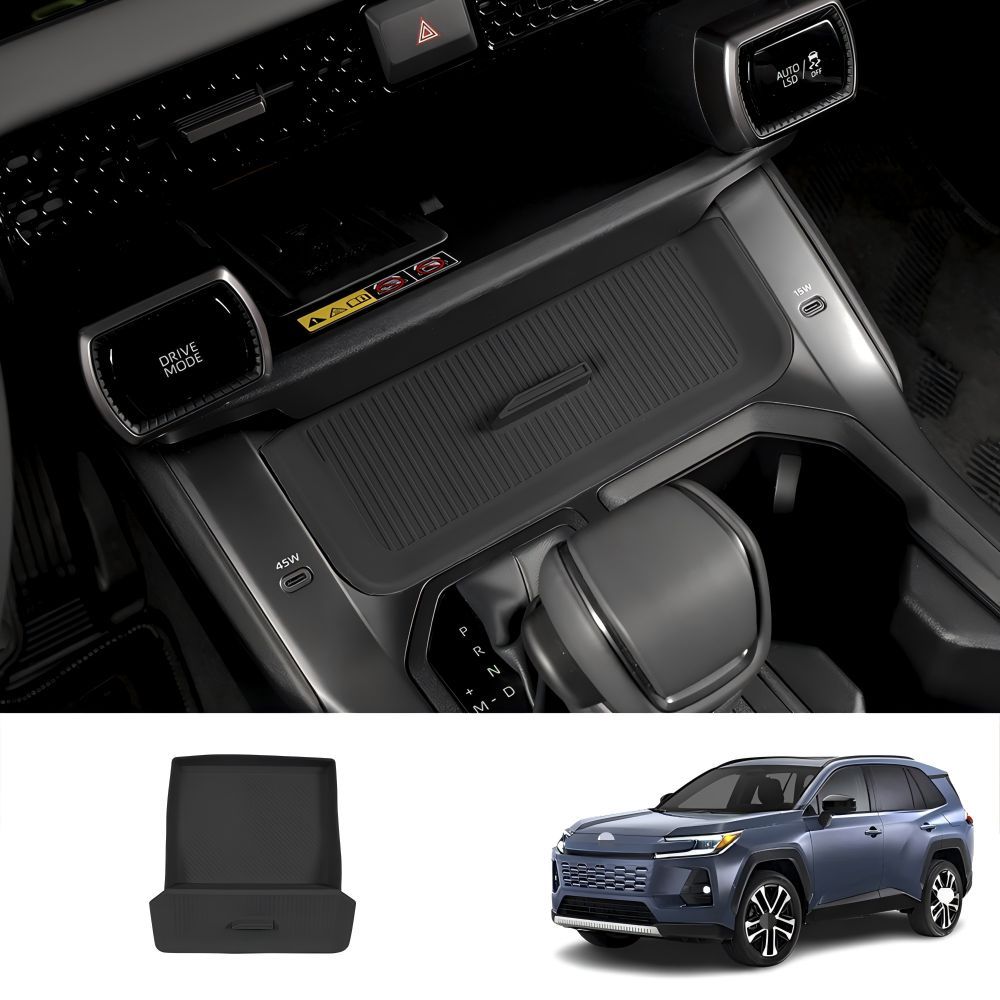 【送料無料】トヨタ RAV4 2026対応 センタードロワー用シリコンマット 下部収納保護パッド 防水 防音 防塵 高耐久シリコン製 衝撃吸収 キズ防止 車内アクセサリー ダークブラック・ダークグレー 1点セット