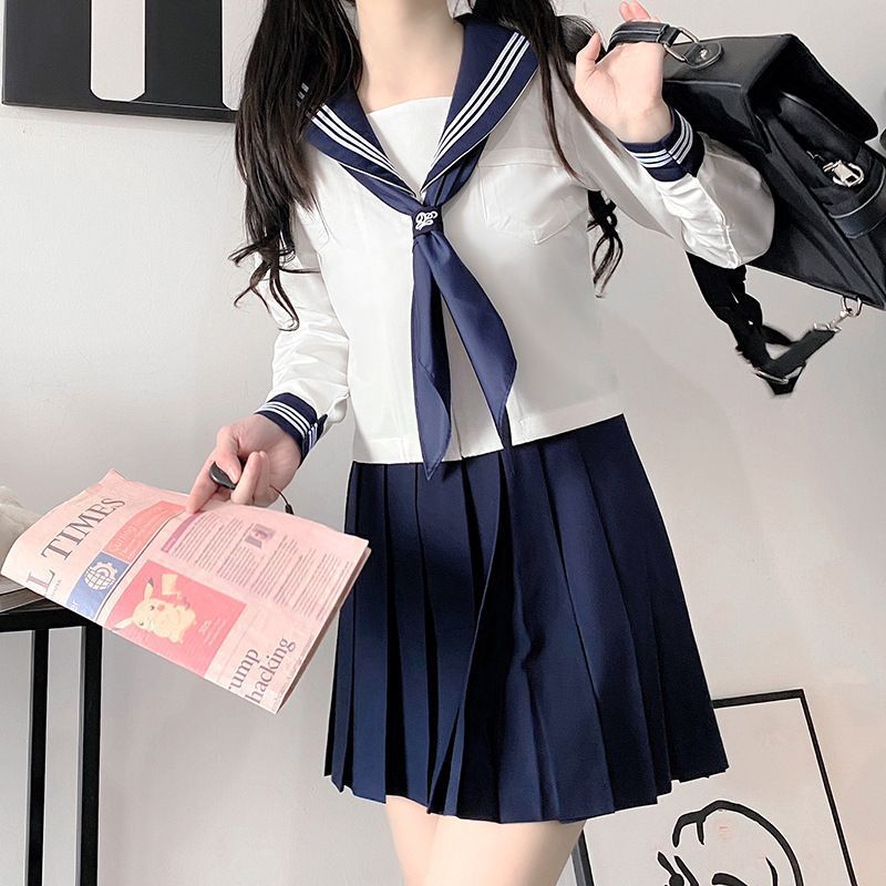 セーラー服 コスプレ レディース イベント女子 清純派 リボン付き バレンタイン 制服 コスプレ 学生服 仮装 セーラー服 長袖 上下セット JK制服 女子高校生 可愛い 学園祭 大人 コスチューム衣装 撮影 ステージ 衣装 #ltbcn