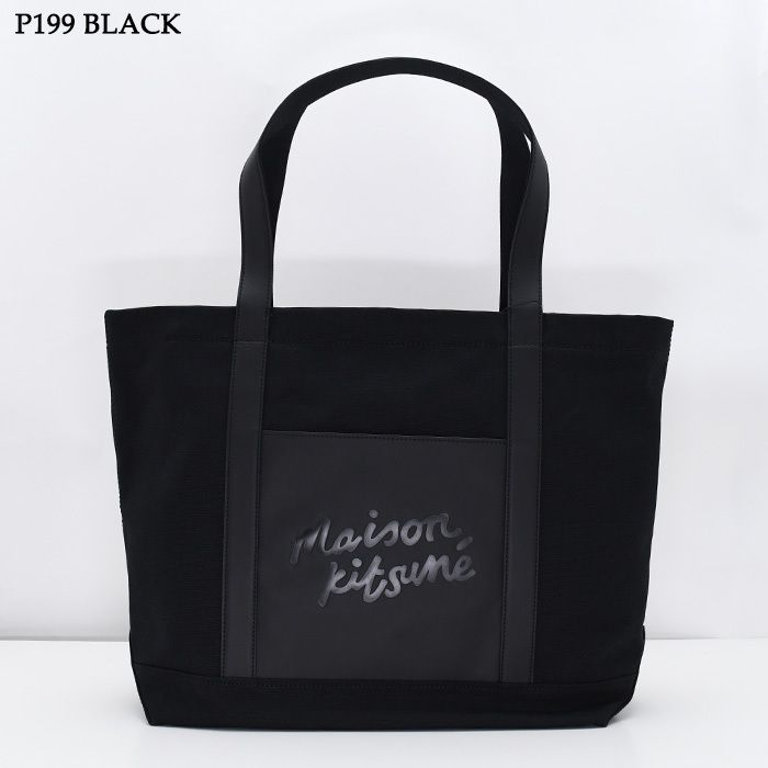 MAISON KITSUNE メゾン キツネ トートバッグ キャンバス アンド レザー