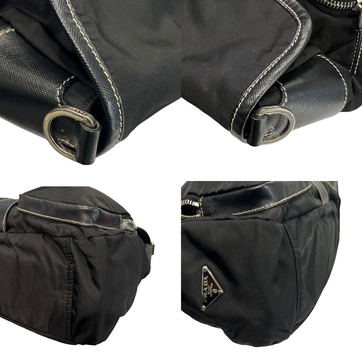 中古】 PRADA プラダ 三角ロゴプレート 斜め掛け ショルダーバッグ 