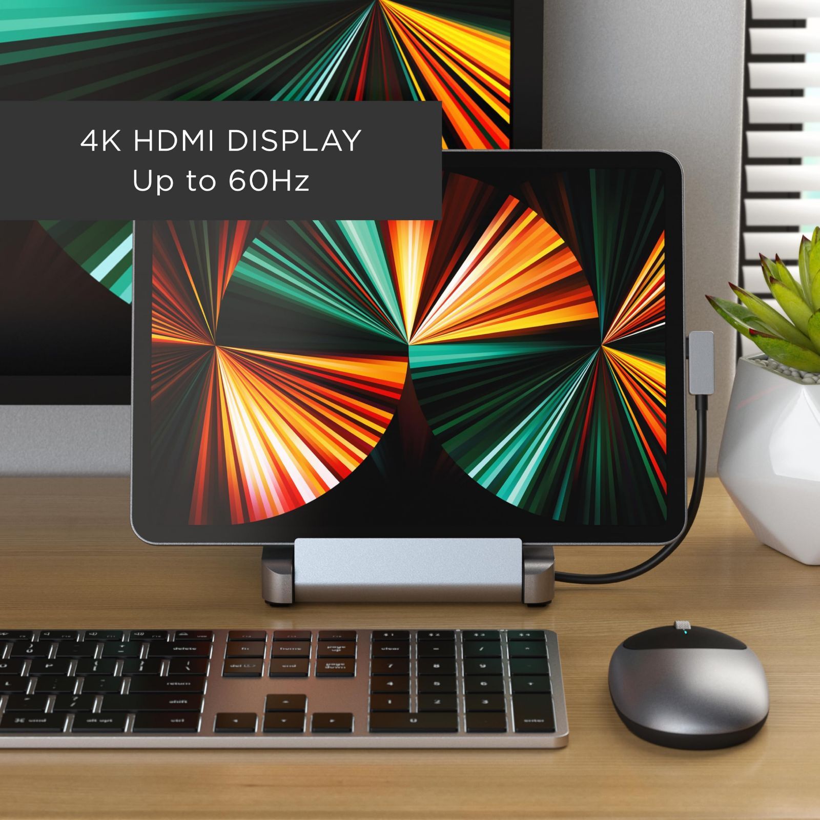 【特価商品】SATECHI 6 in 1 アルミ製 タブレット スタンド & usb-c ハブ ? 折りたたみ式横型 スタンド usb-cデバイス対応 スタンド 60W 急速充電、4K HDMI、USB-A ポート、SD/MicroSD カードリーダー、オーデ