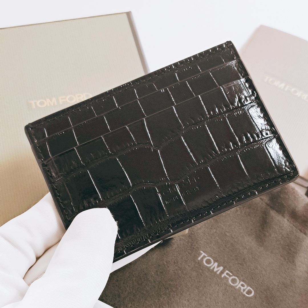 【新品未使用・ヨーロッパ輸入品】TOM FORD カードケース ブラック クロコダイル型押し トムフォード ユニセックス（メンズ・レディース）