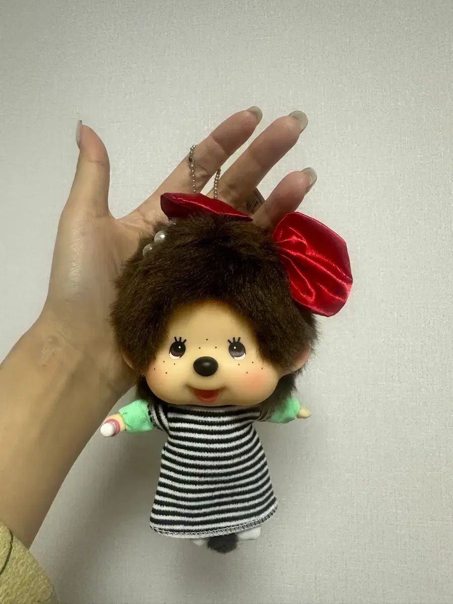 Big Head Monchhichi Keychain 香港限定 Plush メガネ 座り 顔デカ