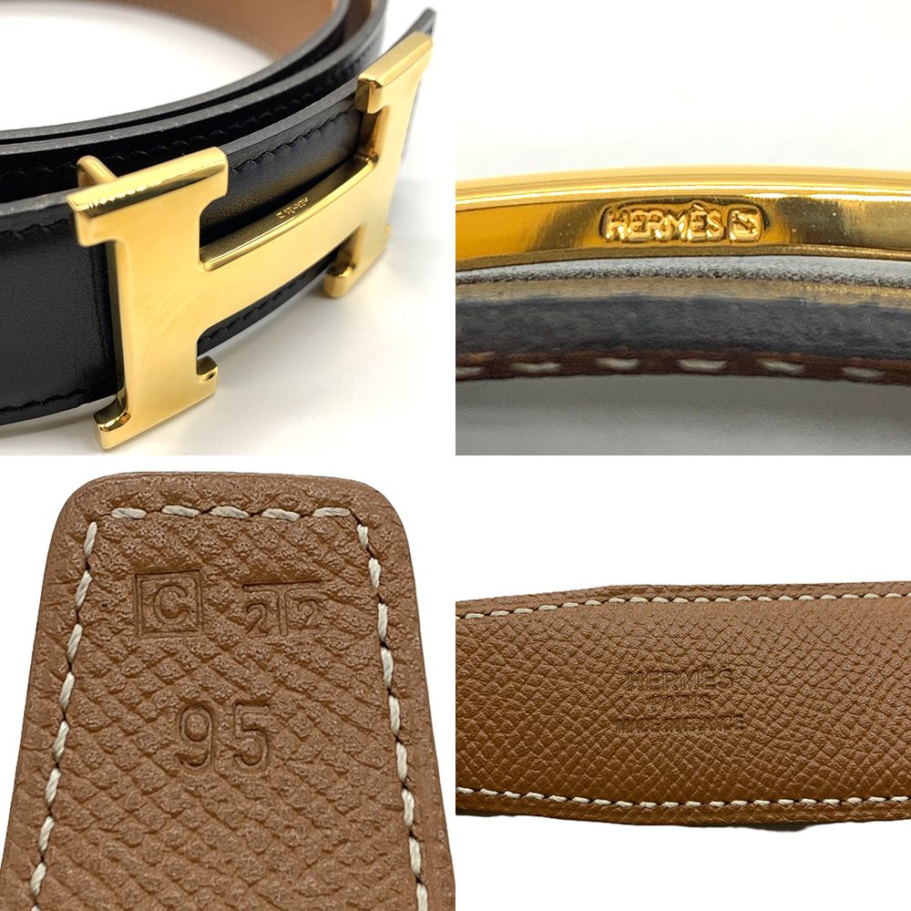エルメス コンスタンスHベルト ゴールド金具 Hバックル ブラック
