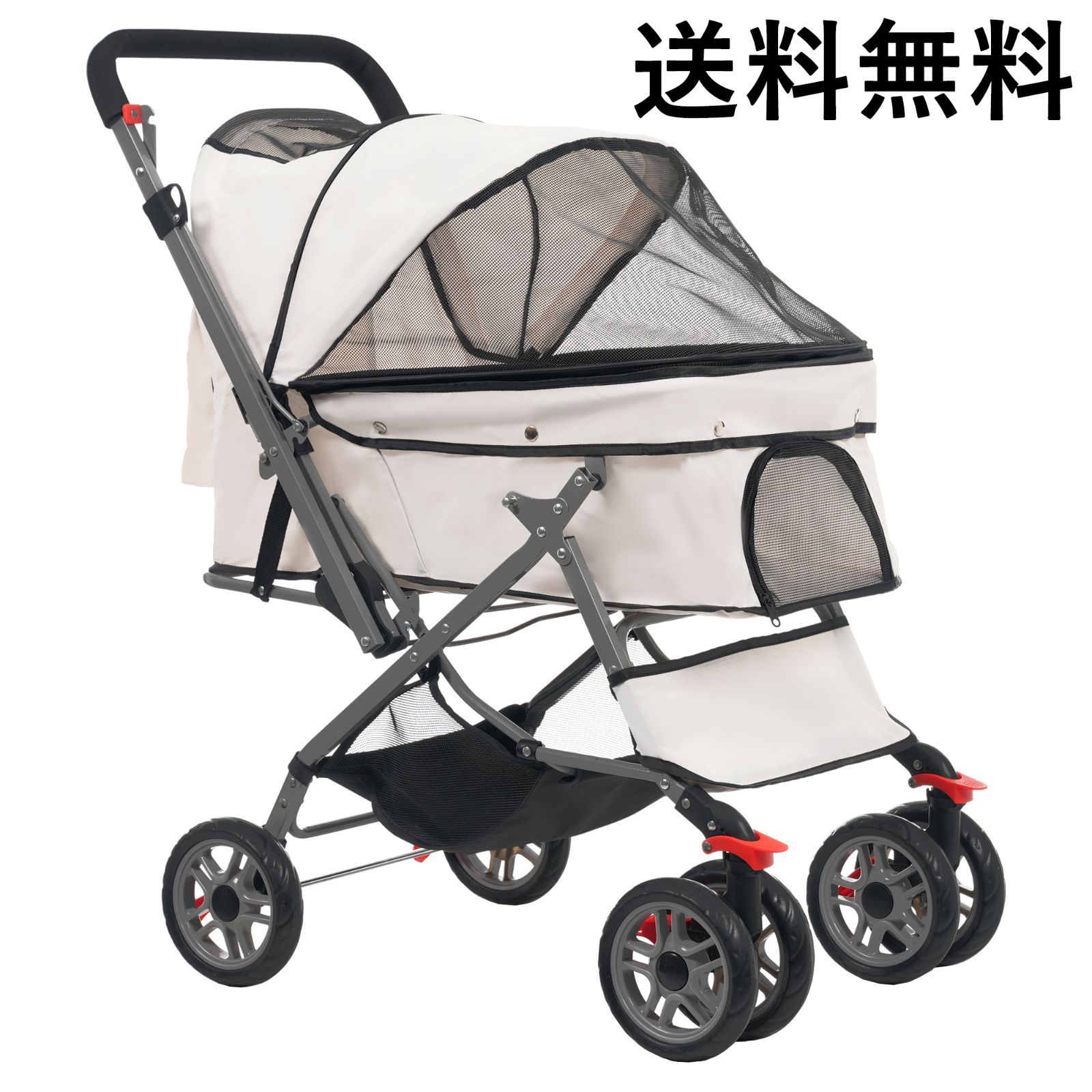 ペットカート 対面式 折りたたみ 多頭 中型犬 小型犬 猫 2way 軽量 組立簡単 工具不要 介護用 ドッグカート ペットバギー 犬 猫 動物 ペット用品 <JETO>