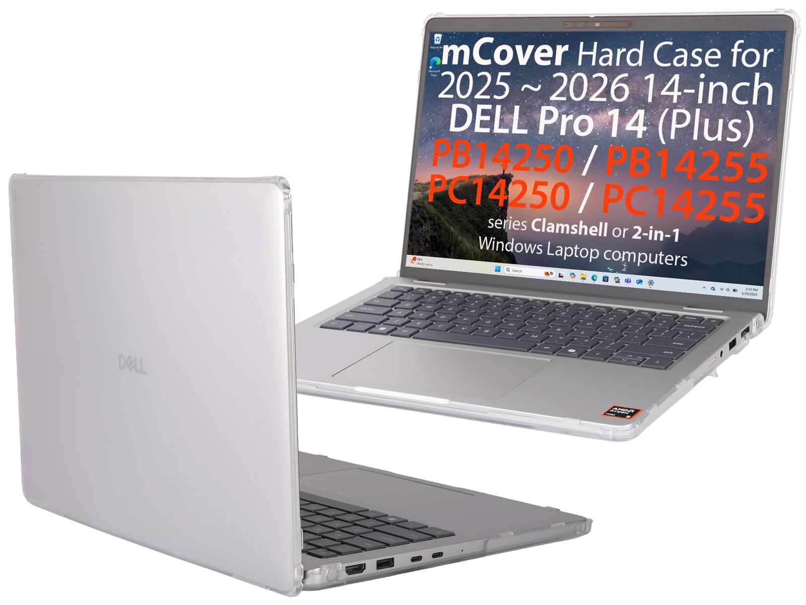 mCover ケース 2025-2026 14インチ Dell Pro 14 Plus PB14250 PB14255 Pro 14 PC14250 PC14255 Windows PCにのみ対応(他のDellモデルには適合しません) - クリア [クリア]