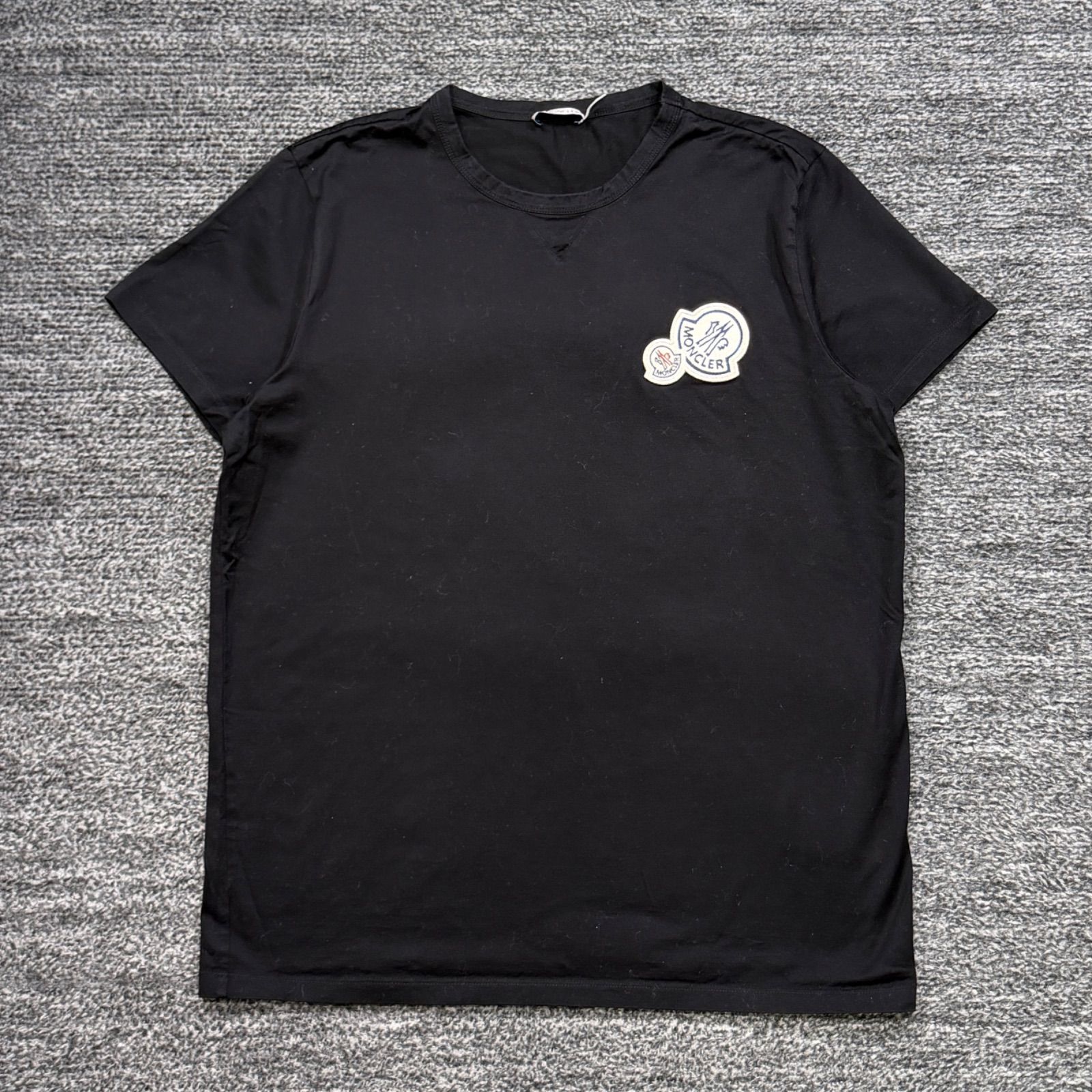 【完売モデル】モンクレール　Tシャツ　ブラック　Lサイズ　ダブルワッペン MONCLER ダブルロゴワッペン Tシャツ L モンクレール ブラック