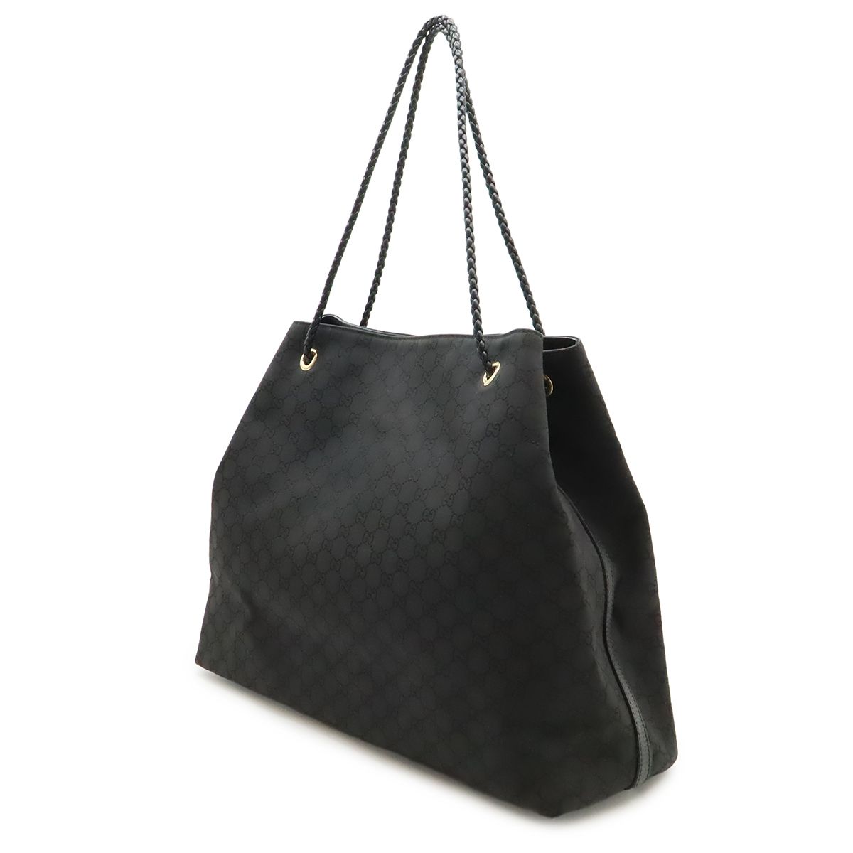 ■GUCCI（グッチ）美品 /ナイロン×レザー/ハンドバッグ/ブラック 黒 GUCCI グッチ GGナイロン トートバッグ ショルダーバッグ