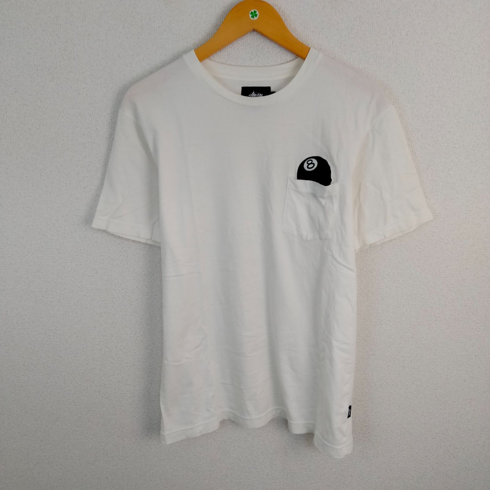 STUSSY ステューシー 半袖 Tシャツ 8ボールデザイン ポケットT ホワイト S メンズ 古着 ストリート スケート