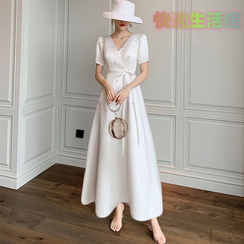 【セール】ウエディングドレス ウェディングドレス aライン 白 袖あり パール 上品 花嫁 結婚式 パーティードレス 二次会 ブライダル ロングドレス イブニングドレス lf515