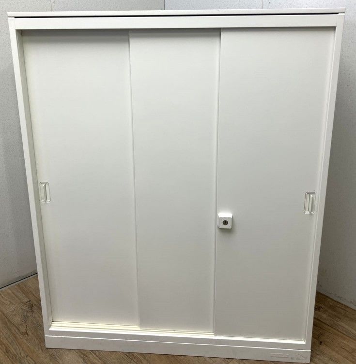 【中古品】オカムラ レクトラインシリーズ 天板付3扉引違い書庫 4B3SZL ZA75 ホワイト