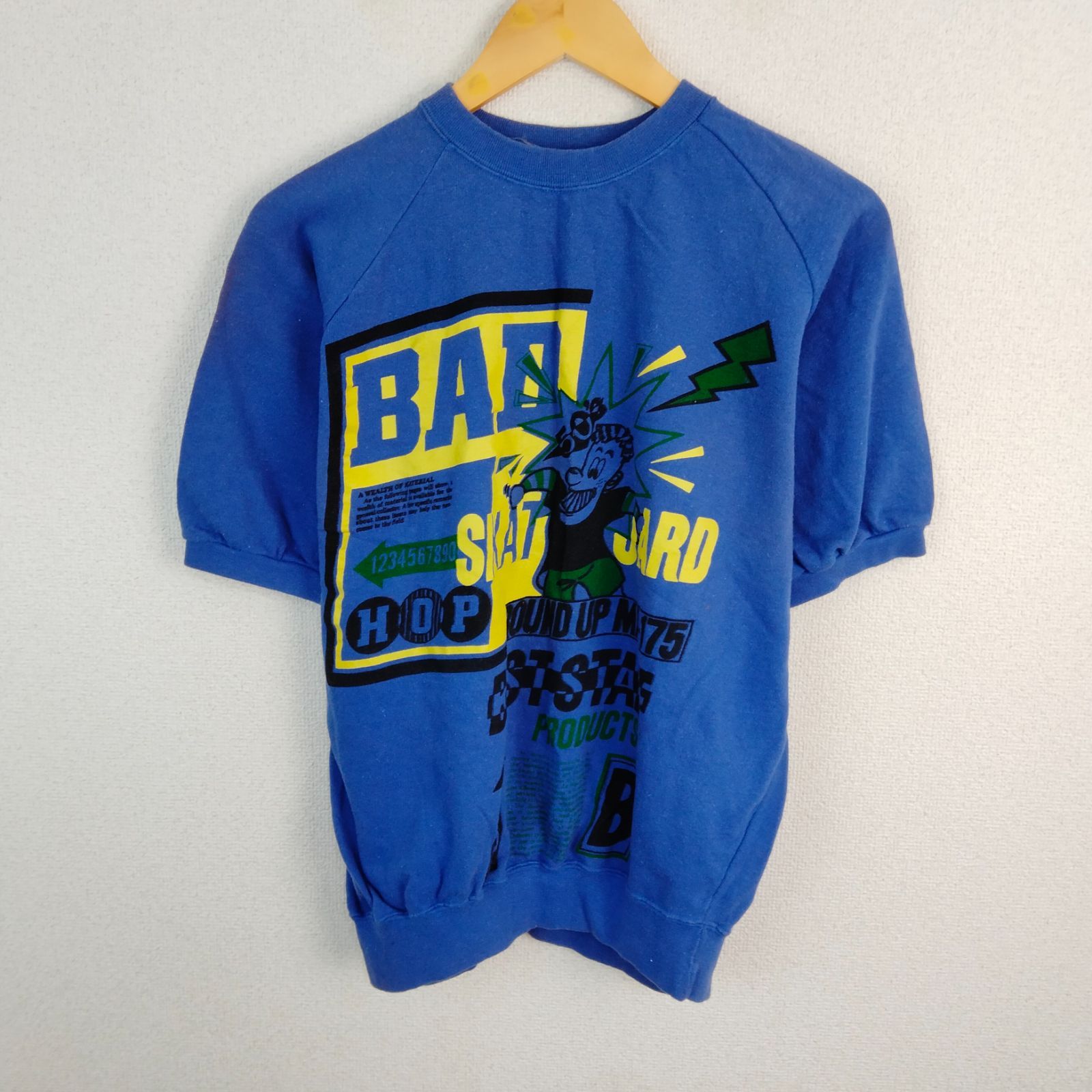 HELLO WELCOME COLLECTION ハローウェルカムコレクション 半袖 スウェット Tシャツ キャラクタープリント ブルー F メンズ 古着 レトロ ストリート　Y2K