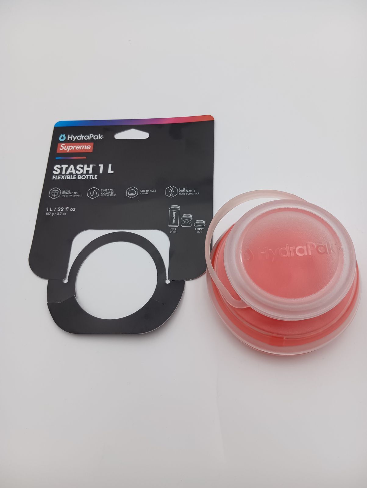 新品】タグ付 Supreme HydraPak Stash 1L Flexible Bottle【パッケージ