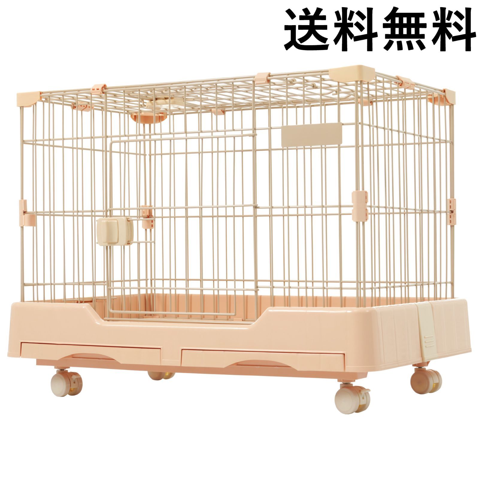 ペットケージ ウサギ 小型 ハムスター 小動物ケージ キャスター付き 天井扉 飼育 いぬ ネコ うさぎ 組立簡単 室内飼い スチール製 引き出しトイレ付 <JETO>