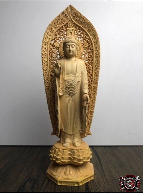 売れ筋 極上の木彫★仏像★彫刻 木彫 阿弥陀仏立像★高28cmcp515