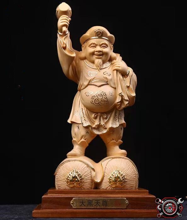 売れ筋 極上品 描金 大黒天 仏教工芸品 木彫仏教 仏師で仕上げ品 高さ29cmcp515