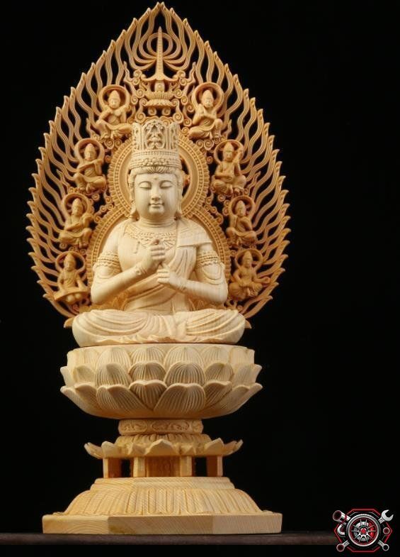 売れ筋 極上品☆総檜材 仏教工芸品 木彫仏教 精密彫刻 仏師で仕上げ品 大日如来座像cp515