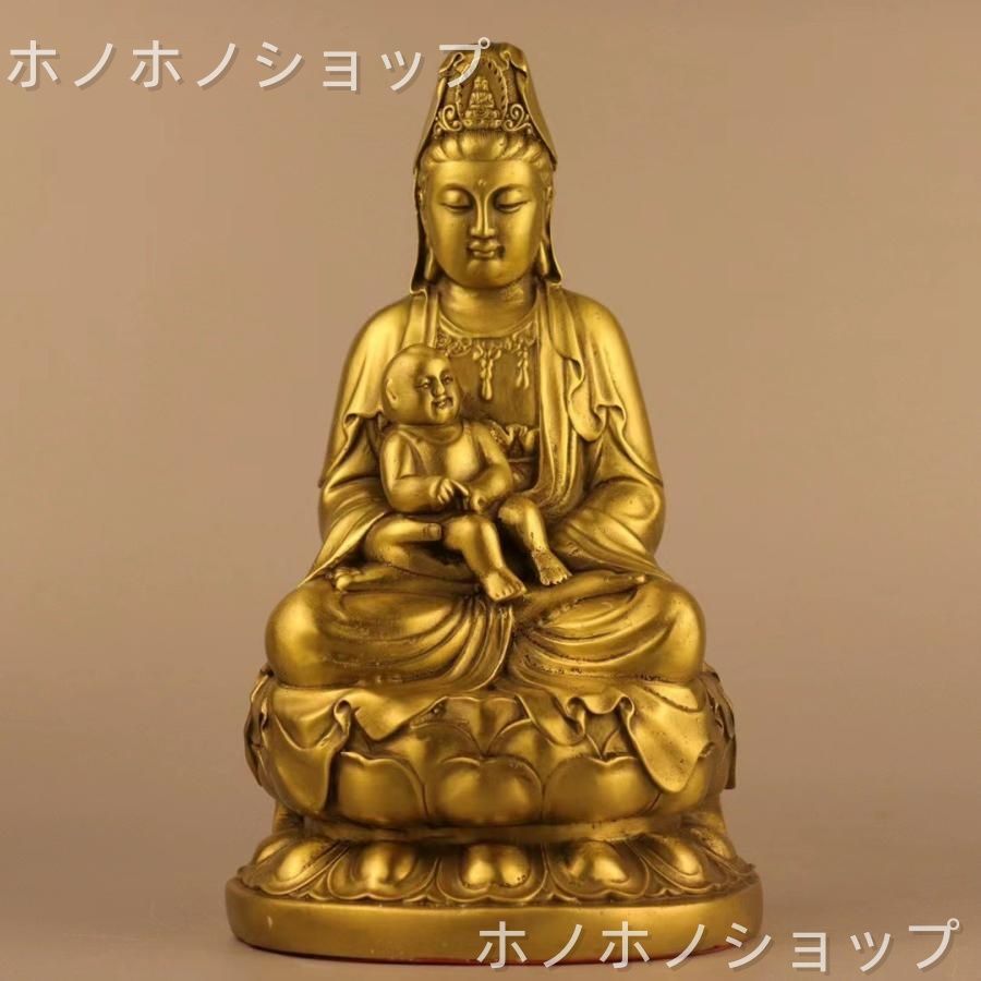 観音菩薩 神 神様 仏 仏像 銅製 ゴールド 金 黄金 インテリア オブジェ 幸運 長寿 縁起物 魔除け 厄除 開運 幸運 財運 金運 安産祈願 無病息災 子宝 健康運