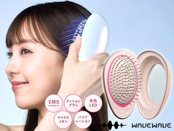 WAVEWAVE EMS Brush Air mini EMSブラシ エアー ミニ ピンクゴールド WH51-03 ヘアブラシ 頭皮 めぐり 活性化 メーカー直送 送料無料