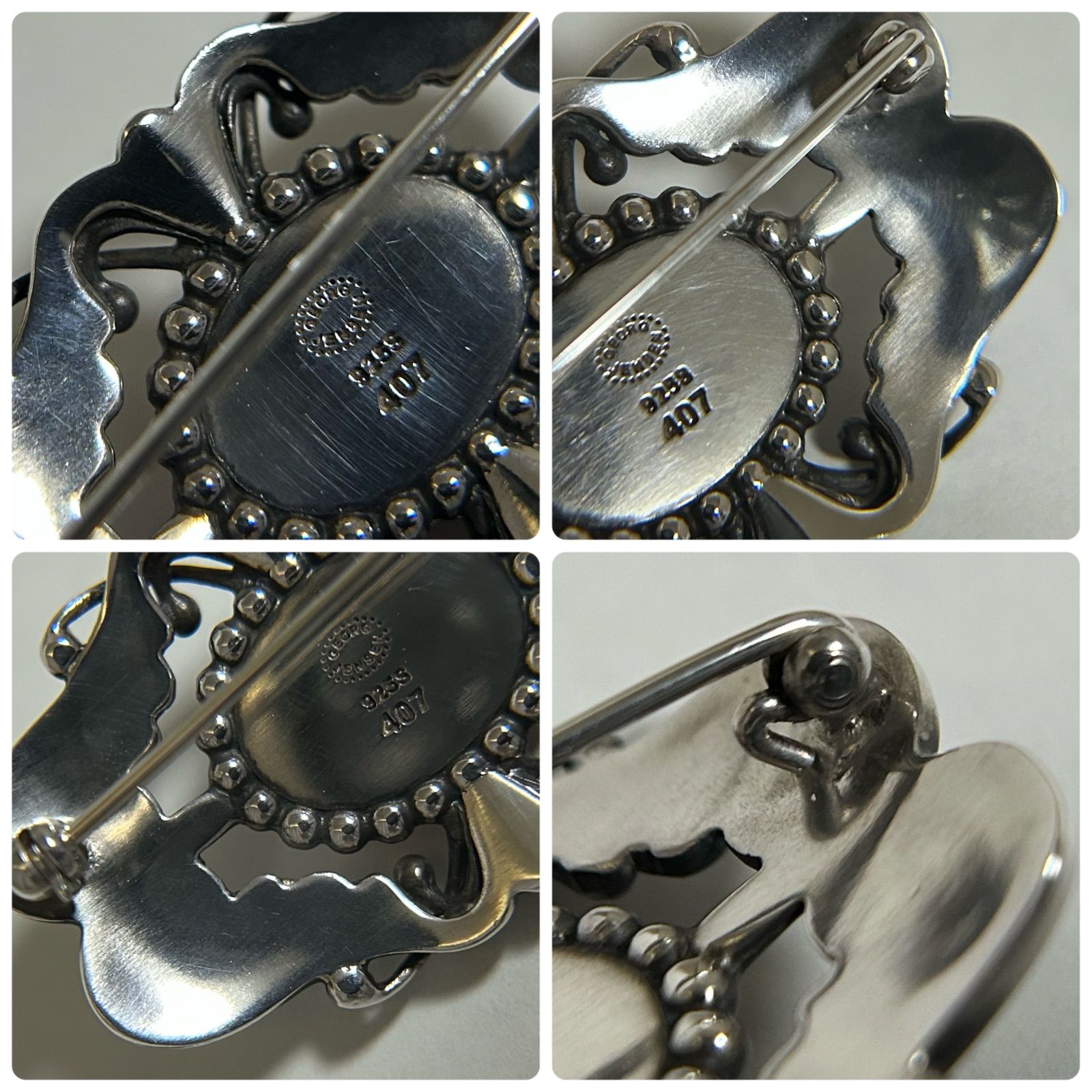 美品   ジョージジェンセン ブローチ123カーネリアン ジョージジェンセン ブローチ カーネリアン 407 AG925 Georg Jensen
