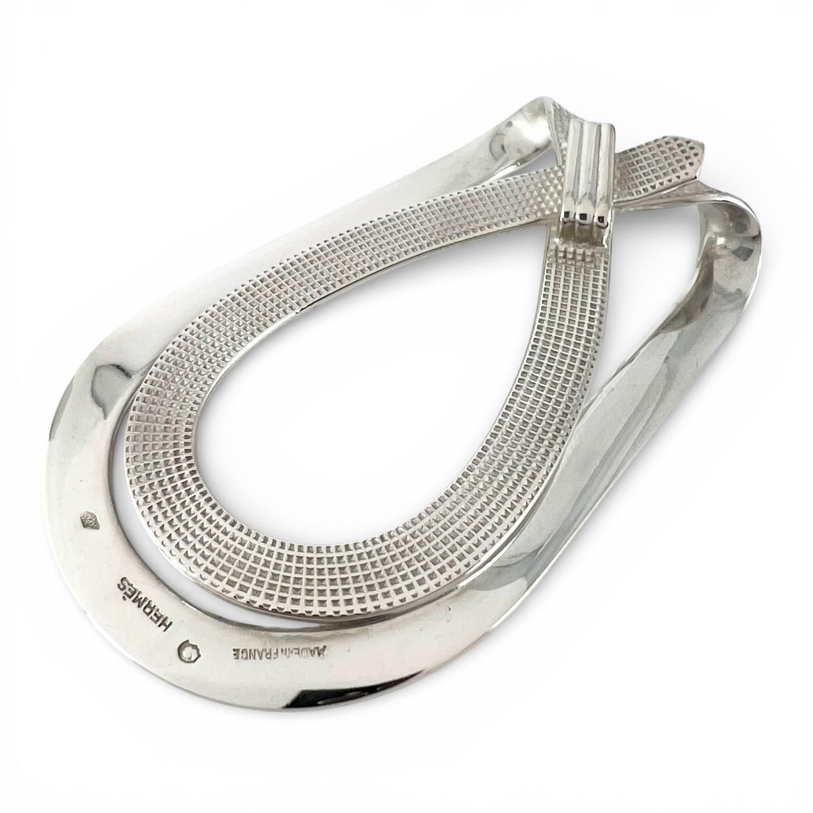 美品▲HERMES エルメス ヴィンテージ 925 ベルトモチーフ ビルクリップ マネークリップ シルバー 箱付き フランス製 重量13.8g メンズ