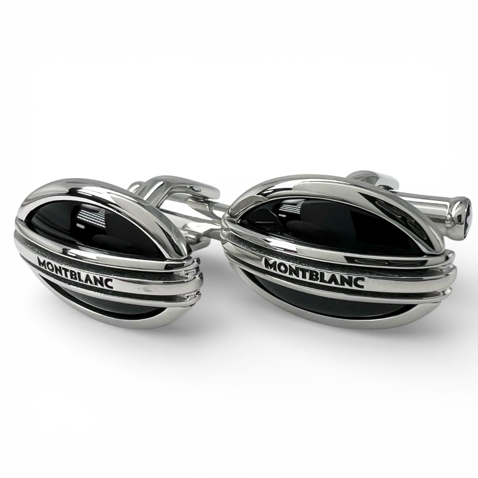 モンブラン　オーバル型カフリンクス 極美品△MONTBLANC モンブラン オーバル ホワイトスター ロゴ刻印