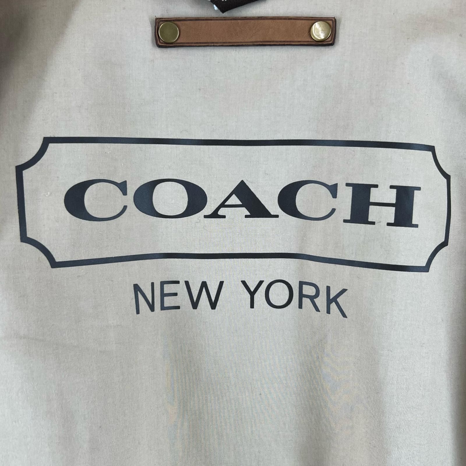 未使用品△COACH コーチ コットン100% レザー使い ロゴボタン 襟切替 