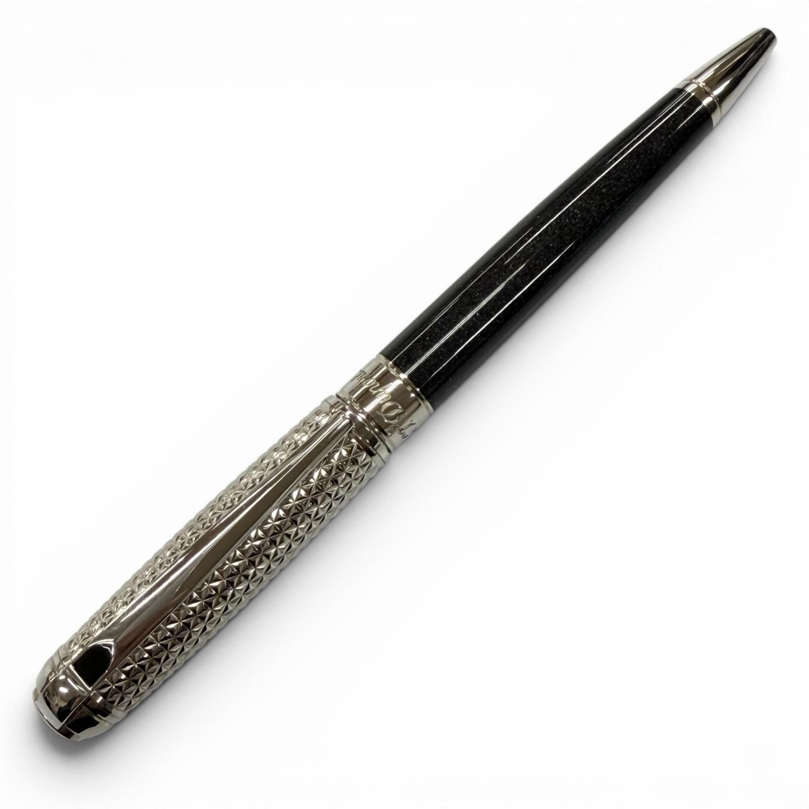 極美品▼Dupont デュポン ラインD デュオ トーン ラメ ツイスト式 ボールペン ブラック シルバー フランス製 メンズ 筆記確認済み 極美品▽Dupont デュポン ラインD デュオ トーン ラメ ツイスト式