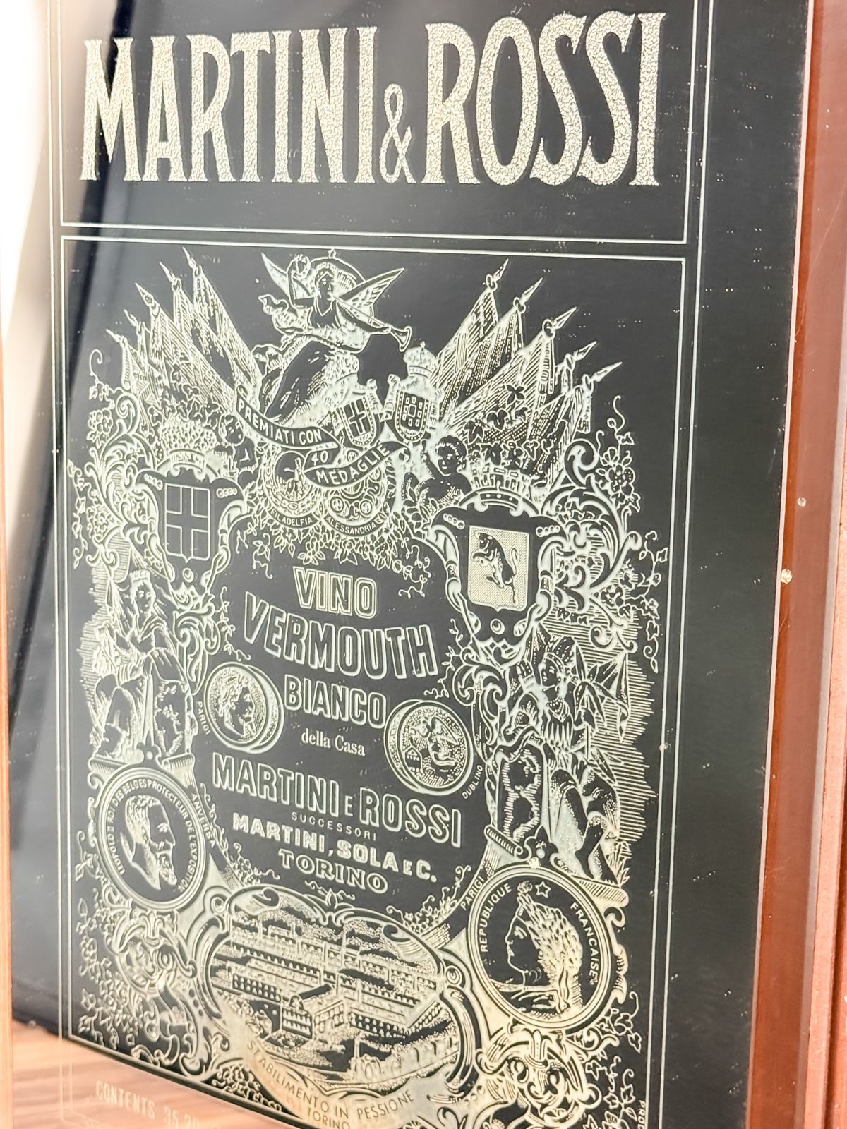 MARTINI & ROSSI パブミラー ヴィンテージ 木製フレーム