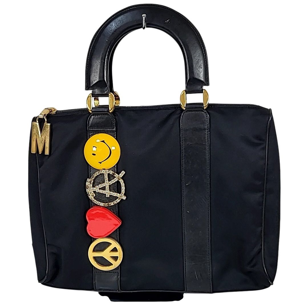 モスキーノ　ハンドバック B-79 MOSCHINO モスキーノ ハンドバッグ ナイロン レザー 90s Peace