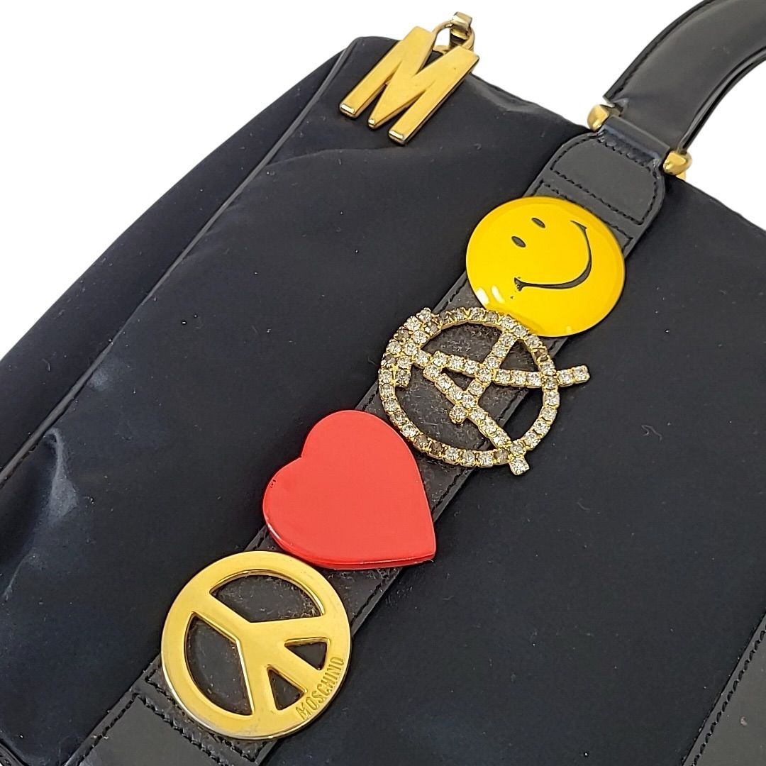 B-79 MOSCHINO モスキーノ ハンドバッグ ナイロン レザー 90s Peace