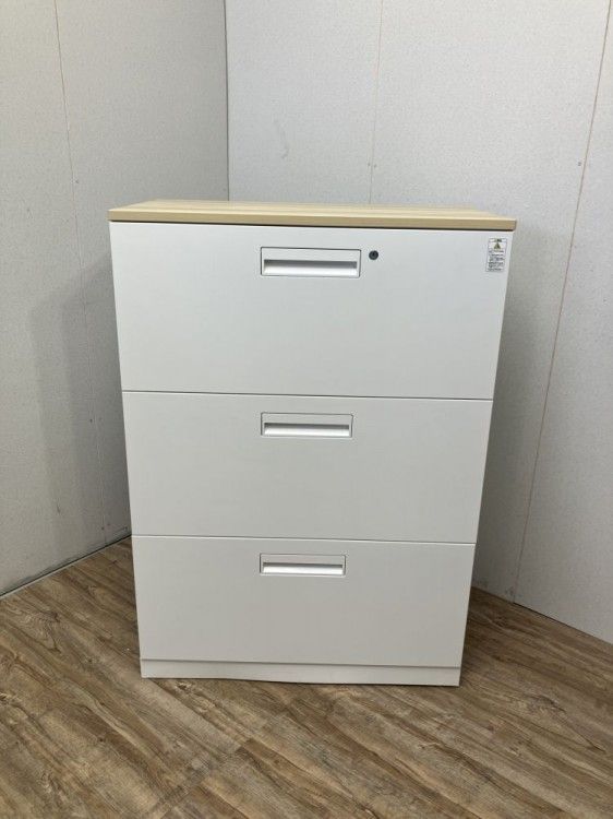 【中古品】コクヨ エディアシリーズ 天板付3段ラテラル書庫 BWU-L3A58SAWN ナチュラル