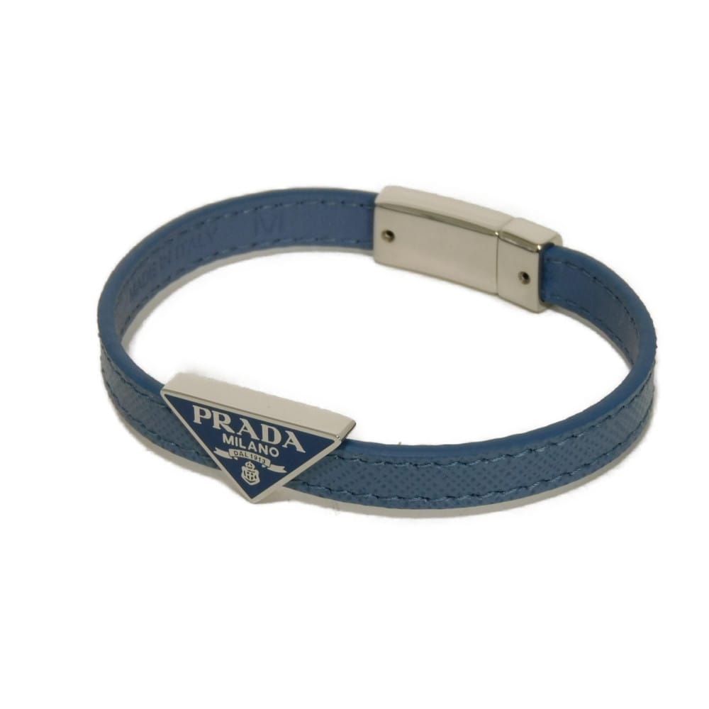 PRADA プラダ サフィアーノ ブラスレ M エナメル ブルー シルバー 美品 トライアングルロゴ アヴィオ ブレスレット 2IB289 053 F0154 27,972円