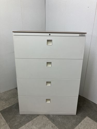 【中古品】オカムラ レクトラインシリーズ 天板付4段ラテラル書庫 4BG52C ZA75 ナチュラル