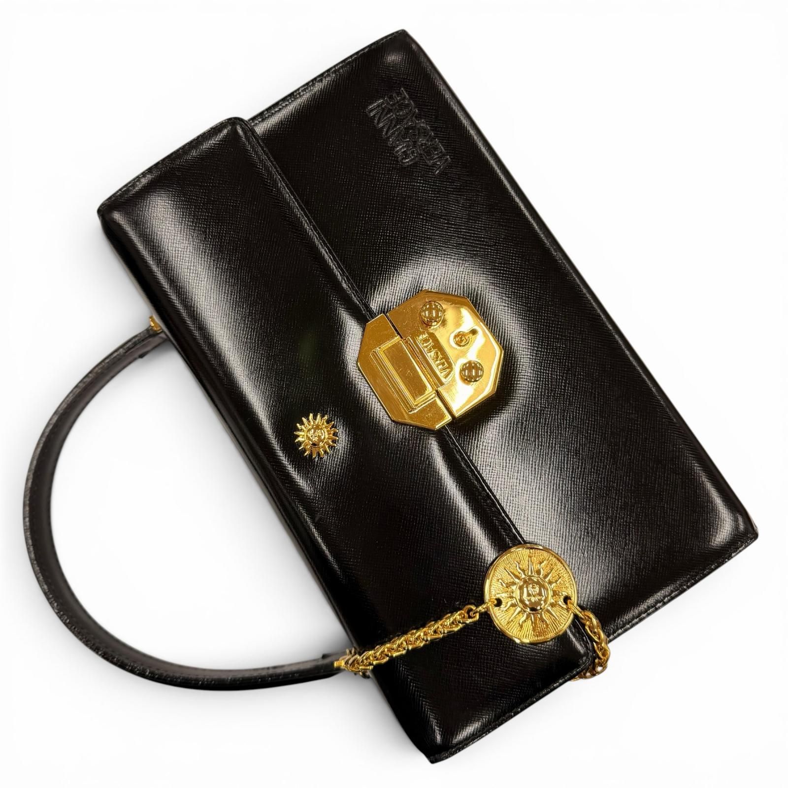 極美品◇VERSACE ヴェルサーチ ヴィンテージ サンバースト レザー