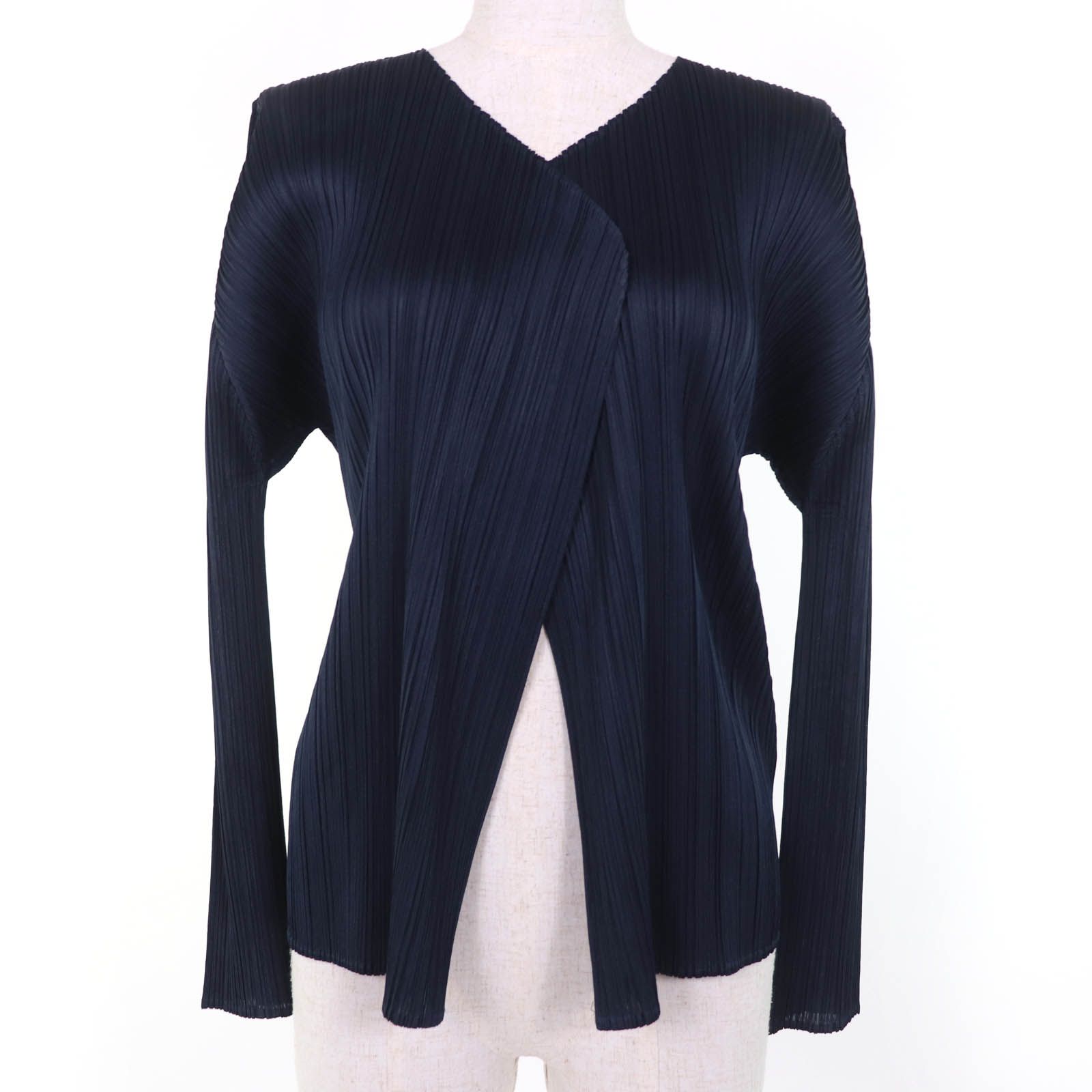 PLEATSPLEASE イッセイミヤケ　カーディガン　ネイビー　3 極美品☆PLEATS PLEASE プリーツプリーズ イッセイミヤケ PP93-JO109