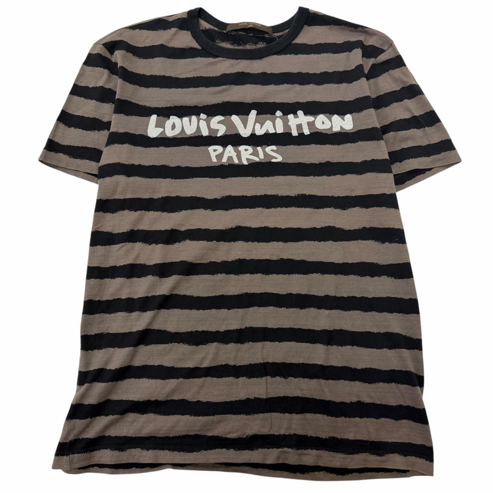 極美品□LOUIS VUITTON ルイヴィトン コットン100% ボーダー ロゴ 