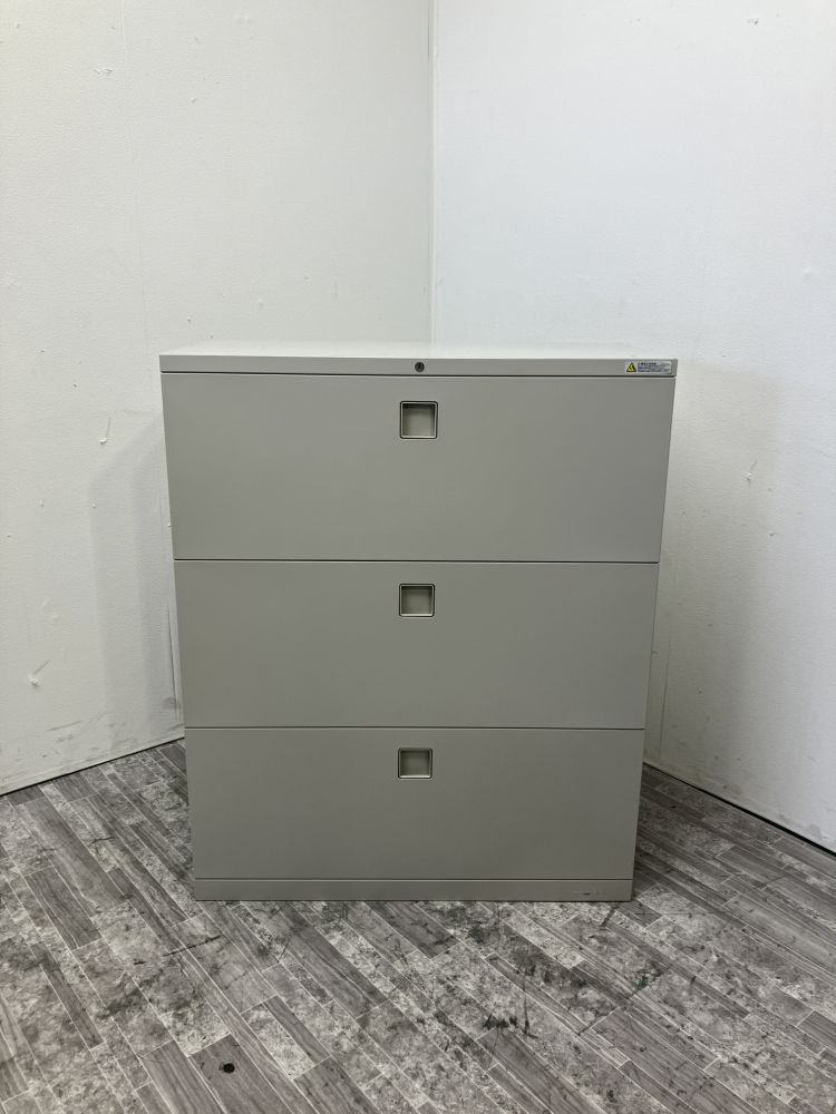 【中古品】オカムラ レクトラインシリーズ 3段ラテラル書庫 4DG3ZC Z13 グレー