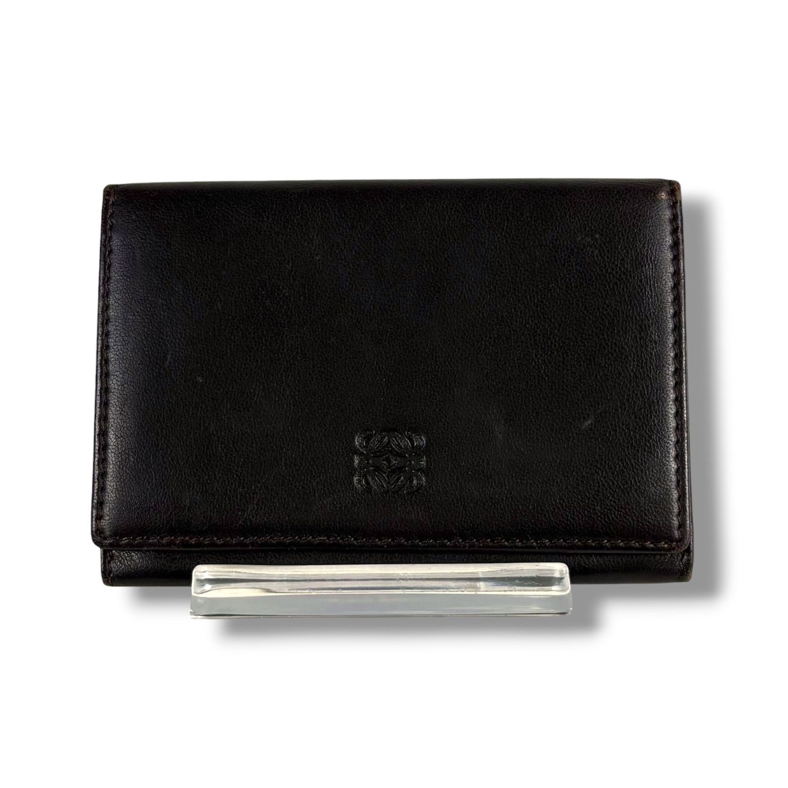 LOEWE 名刺入れ カードケース アナグラム ロゴ金具 ナッパレザー ブラウン ロエベ LOEWE アナグラムロゴ 二つ折り カードケース 名刺入れ パス