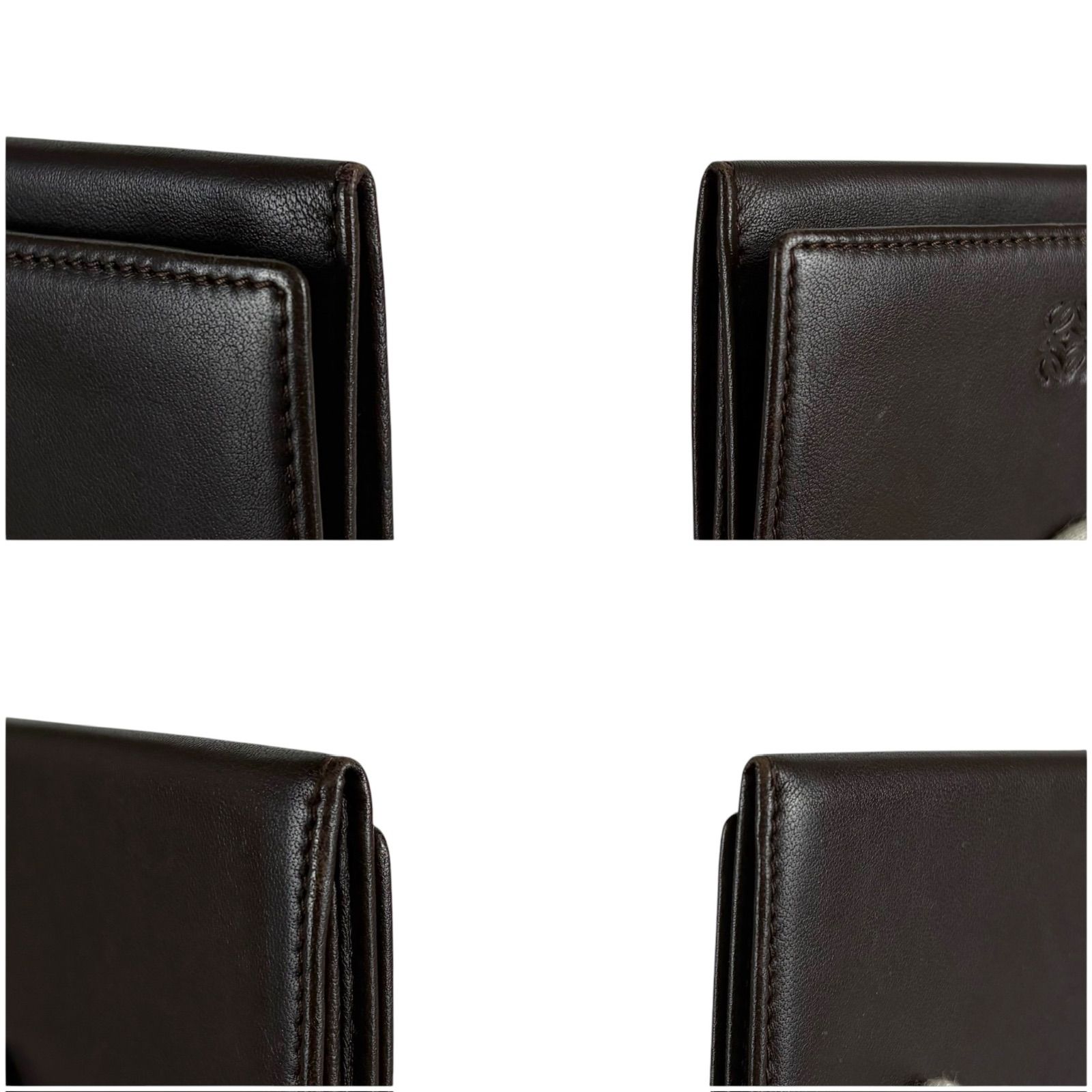 LOEWE 名刺入れ カードケース アナグラム ロゴ金具 ナッパレザー ブラウン ロエベ LOEWE アナグラムロゴ 二つ折り カードケース 名刺入れ パス
