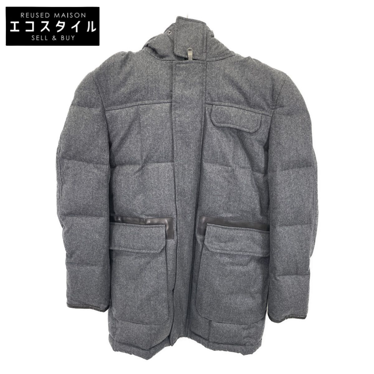 Sealup シーラップ ×E.MARINELLA 一部レザー ウール ダウンジャケット 