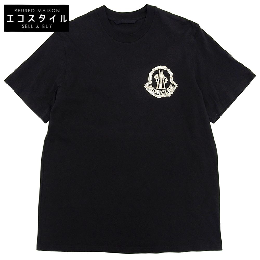 MONCLER　モンクレール　コットン 胸ロゴ Tシャツ トップス メンズ 黒 ブラック XL 24年製 SS　XL