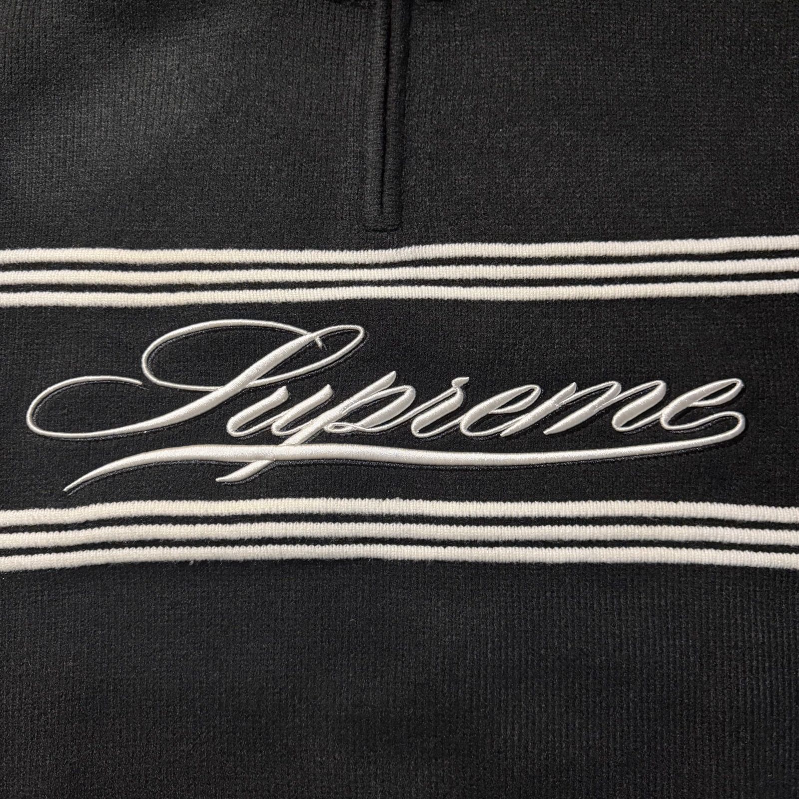 Supreme 25aw Script Stripe Half Zip Sweater ブラック L 