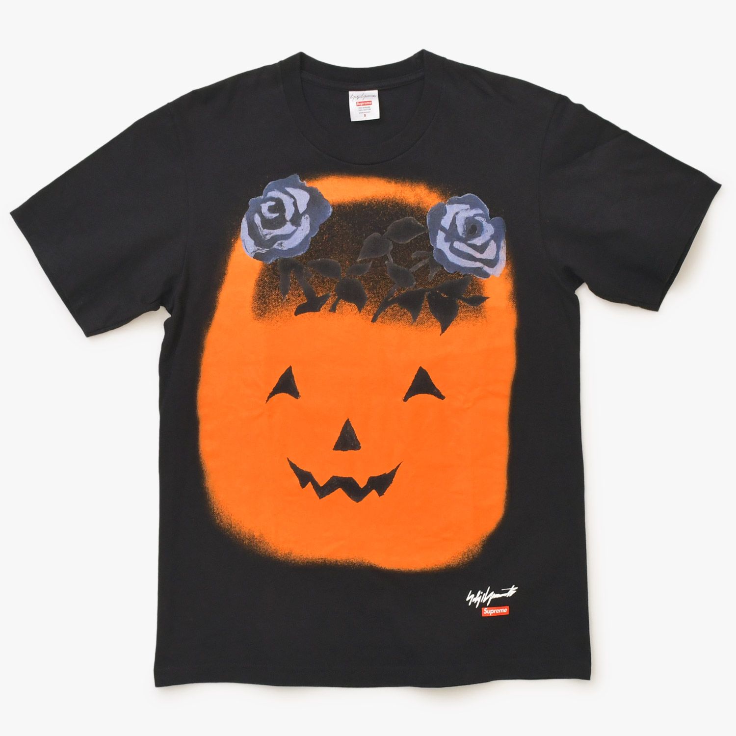 極美品 Supreme シュプリーム Supreme/Yohji Yamamoto Pumpkin Tee ジャックオーランタン 薔薇 ボックスロゴ ハロウィンモデル 中古 4a001954