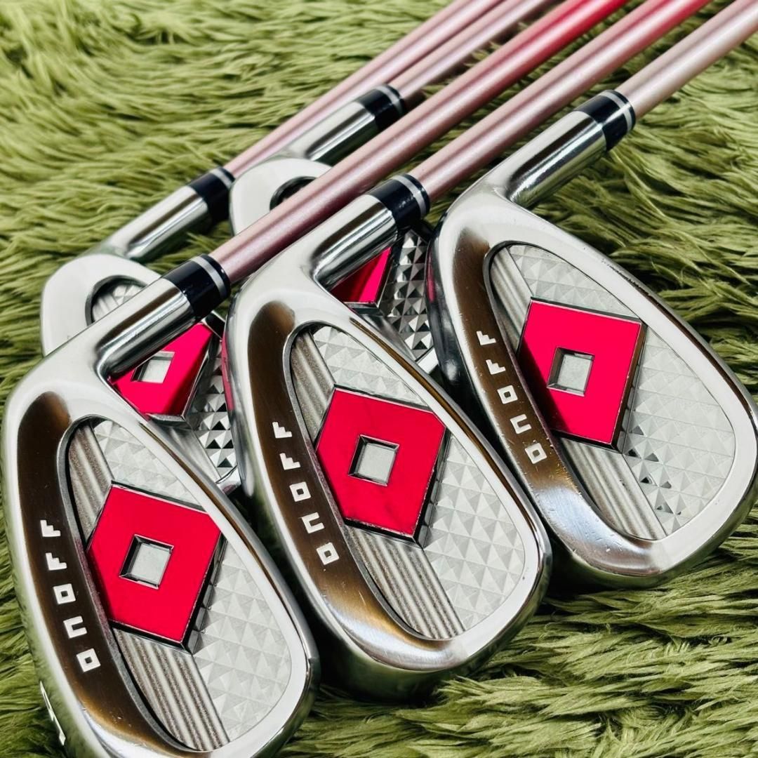 【中古】オノフ レディ マゼンタピンク 2025 アイアン5本セット レディースゴルフ ONOFF LADY SMOOTH KICK LP-425I スムースキック カーボンシャフト 右利き 女性 flex A